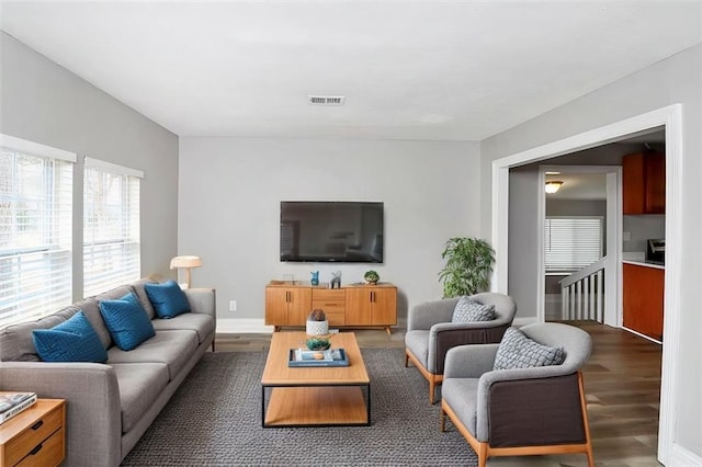2222 Mcafee Rd, Decatur, GA 30032 - living room featuring dark hardwood / wood-style floors