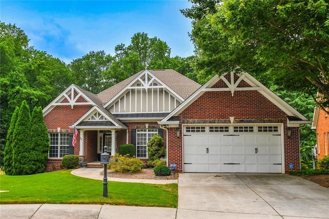 1173 Saint Charles Pl, Gainesville, GA 30501 - view of front of property featuring brick siding, concrete driveway, an attached garage, and a front lawn