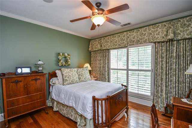 1173 Saint Charles Pl, Gainesville, GA 30501 - bedroom with multiple windows, crown molding, wood finished floors, and ceiling fan