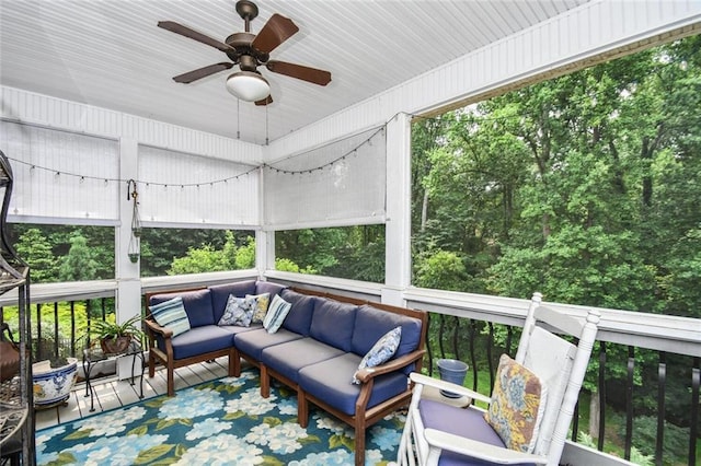 1173 Saint Charles Pl, Gainesville, GA 30501 - sunroom featuring outdoor lounge area and a ceiling fan