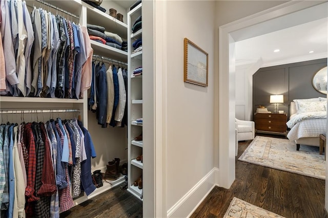 spacious closet featuring wood finished floors