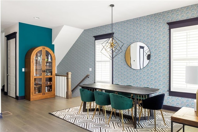 dining room featuring dark wood-type flooring