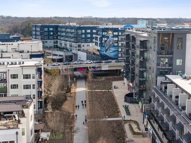 drone / aerial view with a view of city