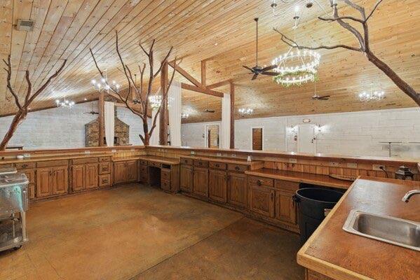 230 Old Mill White Ext, Jasper, GA 30143 - kitchen featuring brown cabinetry, a sink, finished concrete floors, and wood ceiling