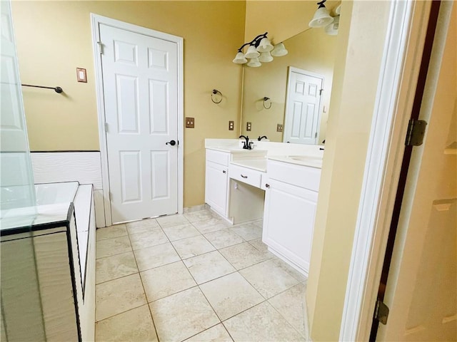 bathroom featuring vanity and tile patterned floors