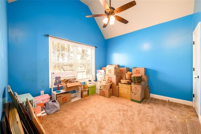 storage room with a ceiling fan