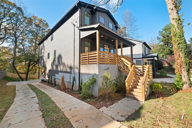 exterior space with covered porch