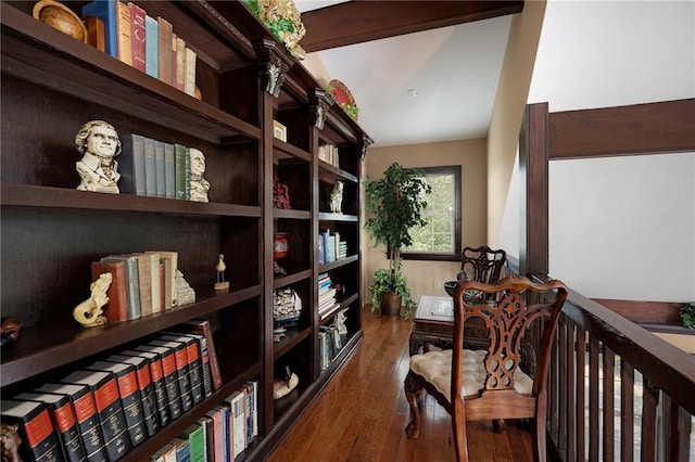 sitting room featuring dark hardwood / wood-style floors