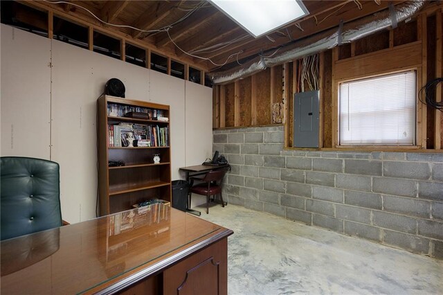 basement with electric panel