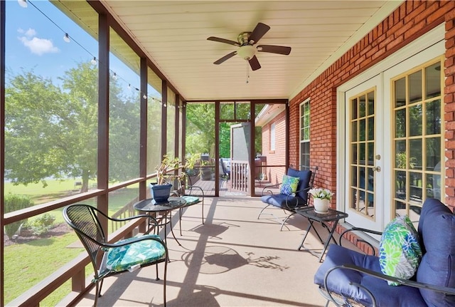 70 Lake Charles Xing, Covington, GA 30016 - unfurnished sunroom featuring ceiling fan