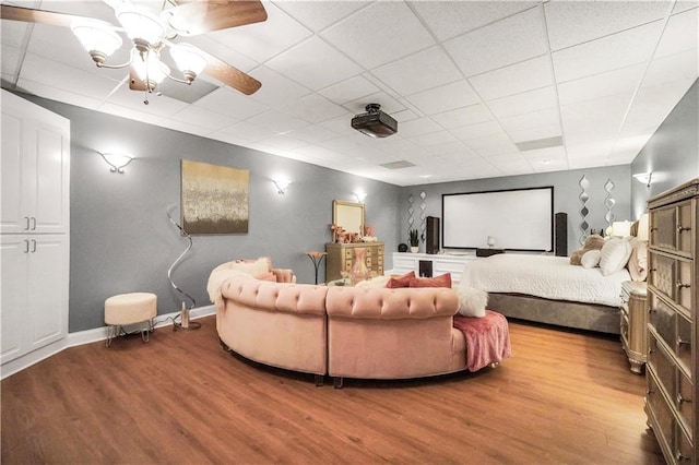 70 Lake Charles Xing, Covington, GA 30016 - cinema room with wood finished floors, a paneled ceiling, and ceiling fan