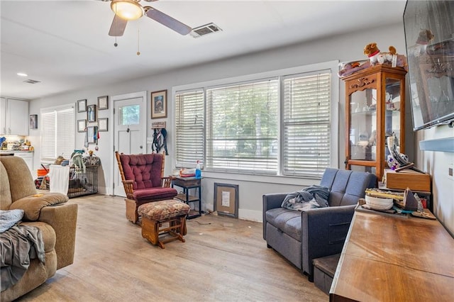 312 Glen Iris Dr, Monroe, GA 30655 - living area with plenty of natural light, light wood finished floors, and a ceiling fan