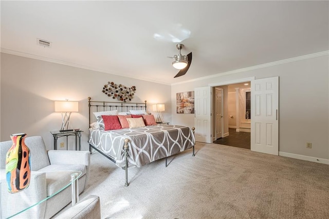 535 Brickleberry Ln, Roswell, GA 30075 - carpeted bedroom featuring crown molding and a ceiling fan