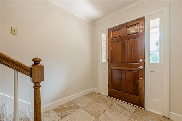 535 Brickleberry Ln, Roswell, GA 30075 - entryway featuring ornamental molding, plenty of natural light, and stairway