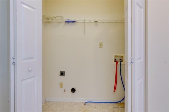 laundry area with light floors, hookup for a washing machine, hookup for an electric dryer, gas dryer hookup, and laundry area