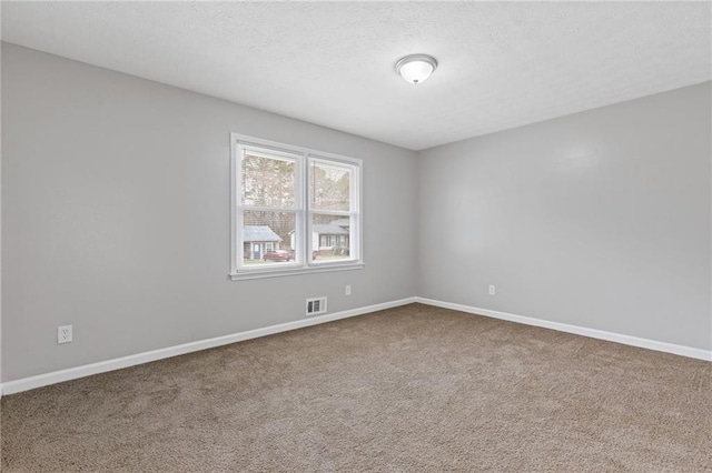 spare room with carpet flooring and a textured ceiling