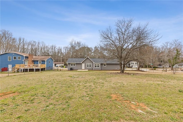 view of yard featuring a deck