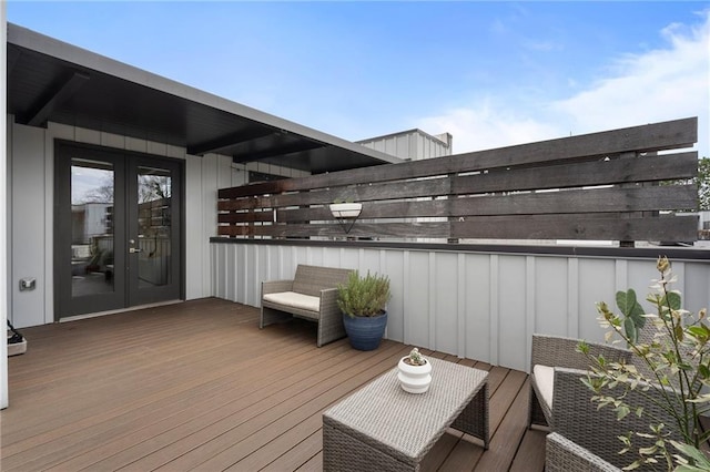 wooden deck with french doors