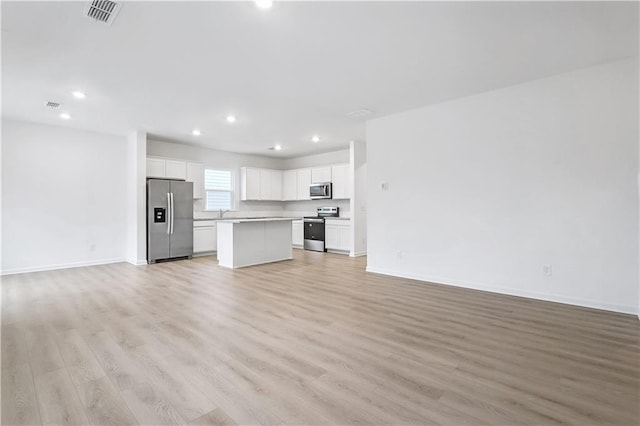 unfurnished living room with light hardwood / wood-style floors