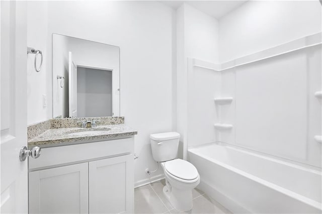 full bathroom featuring tile patterned flooring, vanity, shower / bath combination, and toilet