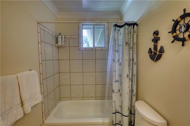 233 S Spring Rd, Eatonton, GA 31024 - bathroom featuring shower / tub combo and ornamental molding
