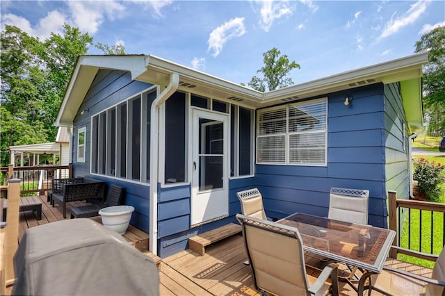 233 S Spring Rd, Eatonton, GA 31024 - wooden terrace featuring outdoor dining area and grilling area