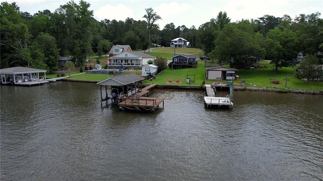 233 S Spring Rd, Eatonton, GA 31024 - dock area with boat lift and a water view