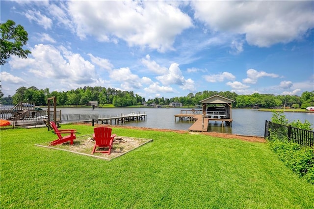 233 S Spring Rd, Eatonton, GA 31024 - dock area featuring a water view and boat lift
