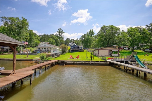 233 S Spring Rd, Eatonton, GA 31024 - dock featuring a water view and a yard