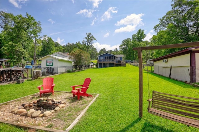 233 S Spring Rd, Eatonton, GA 31024 - view of yard featuring a fire pit