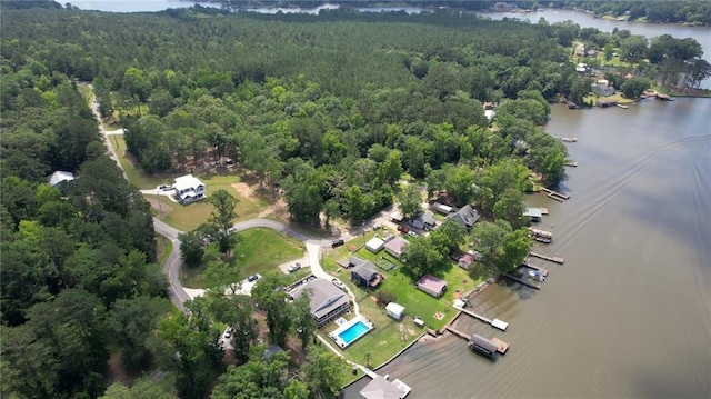 233 S Spring Rd, Eatonton, GA 31024 - aerial overview of property's location with a heavily wooded area and a large body of water