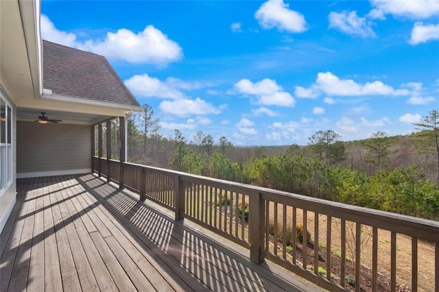 deck with a forest view