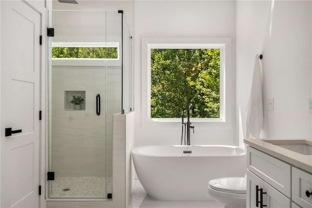 7262 Creekside Way, Jefferson, GA 30549 - full bath featuring a shower stall, a freestanding bath, and vanity