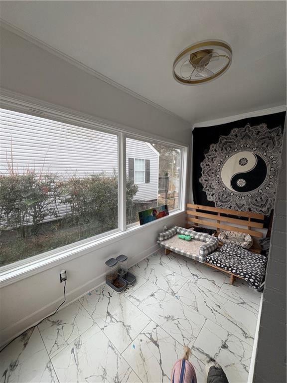 view of unfurnished sunroom