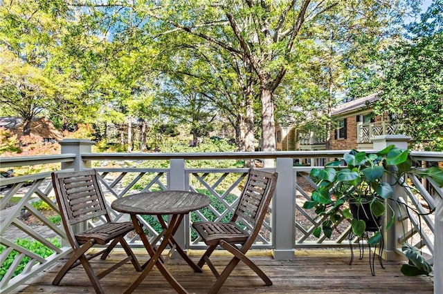 wooden balcony with a wooden deck