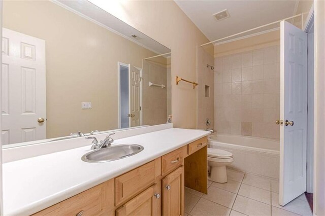 5170 Stone Croft Trl, Atlanta, GA 30331 - full bathroom featuring tiled shower / bath, tile patterned flooring, vanity, and toilet