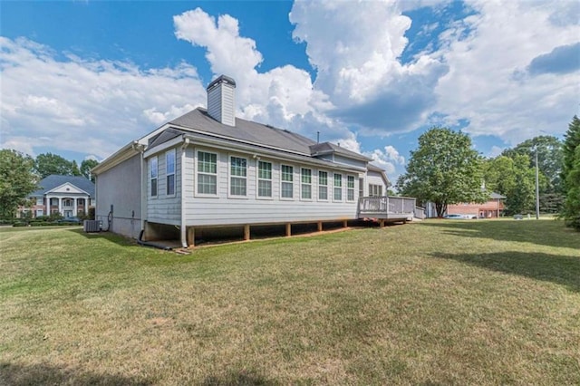 5170 Stone Croft Trl, Atlanta, GA 30331 - back of property featuring a lawn, central AC unit, and a deck