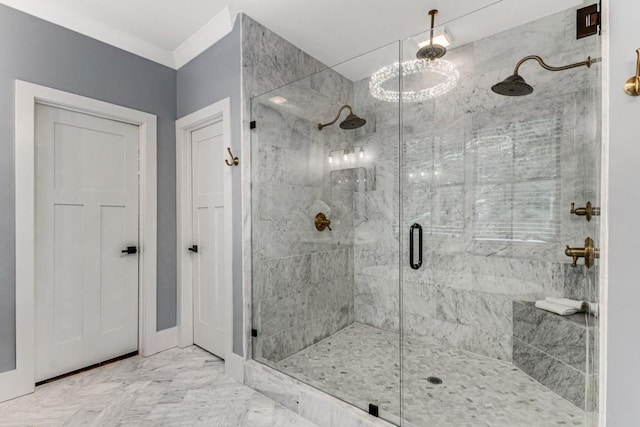 1461 Bubbling Creek Rd NE, Brookhaven, GA 30319 - bathroom with a stall shower and marble finish flooring
