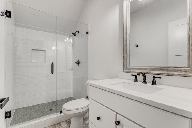 1461 Bubbling Creek Rd NE, Brookhaven, GA 30319 - bathroom featuring vanity, a stall shower, and toilet