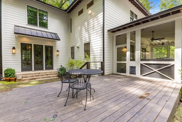 1461 Bubbling Creek Rd NE, Brookhaven, GA 30319 - wooden deck with ceiling fan
