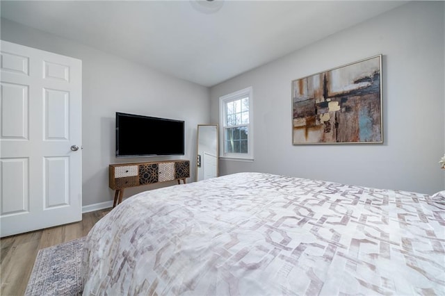 bedroom with hardwood / wood-style flooring