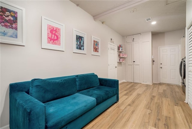 living room featuring light wood-type flooring