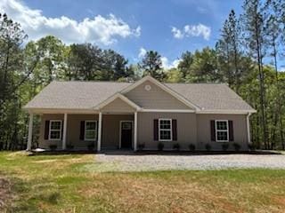 1285 Little Mountain Rd, Dawsonville, GA 30534 - ranch-style house with a front yard and covered porch