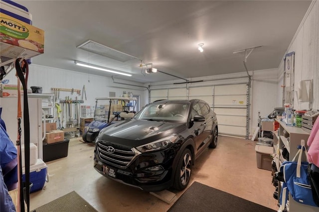 garage with a garage door opener