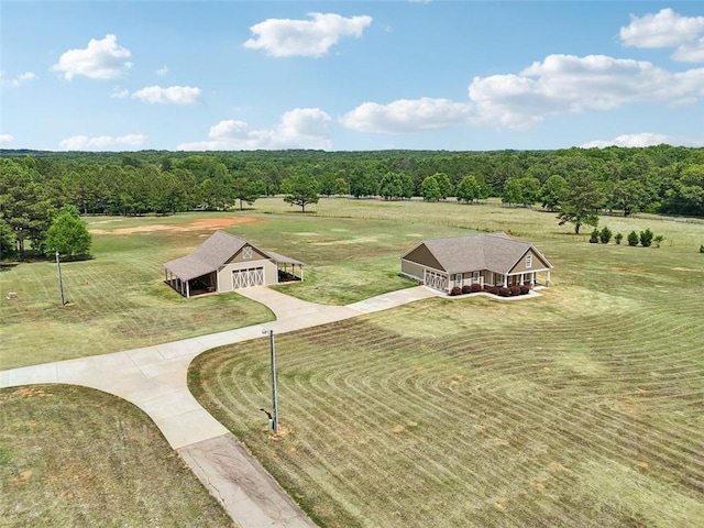 drone / aerial view with a rural view