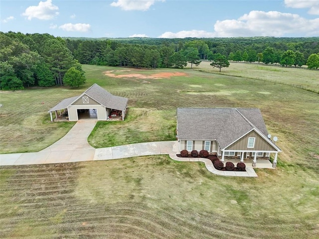 bird's eye view featuring a rural view