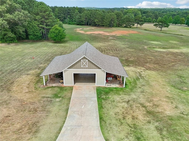 aerial view featuring a rural view