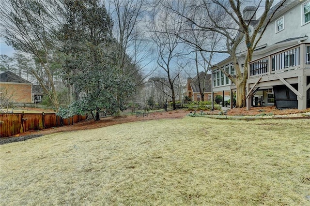 view of yard featuring fence