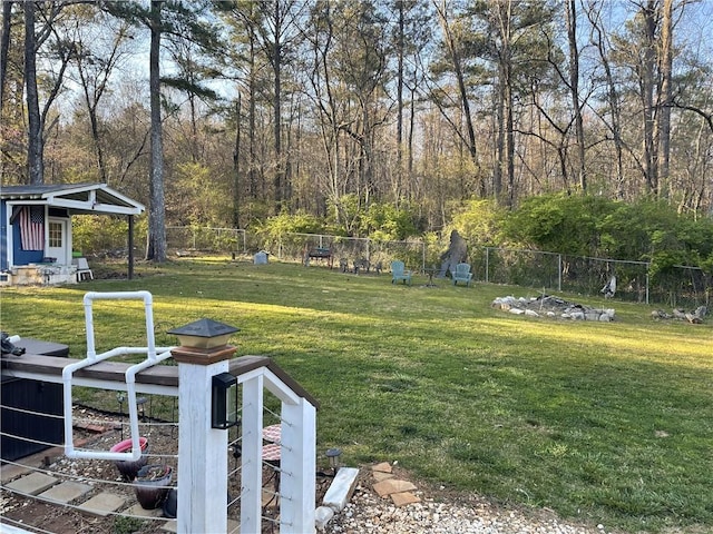 view of yard featuring fence