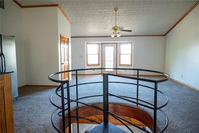 interior space featuring ceiling fan